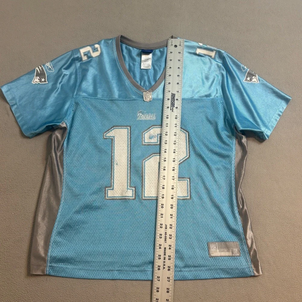VTG Reebok Tom Brady #12 New England Patriots Womens Jersey 2XL Blue Gray NFL